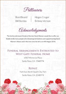 Printable Death Announcement Template