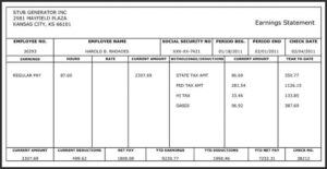 Printable Pay Stub Template Free