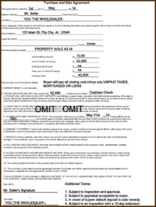 Real Estate Wholesale Contract Template Pdf