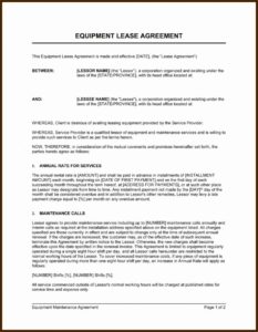Rental Agreement Contract Template