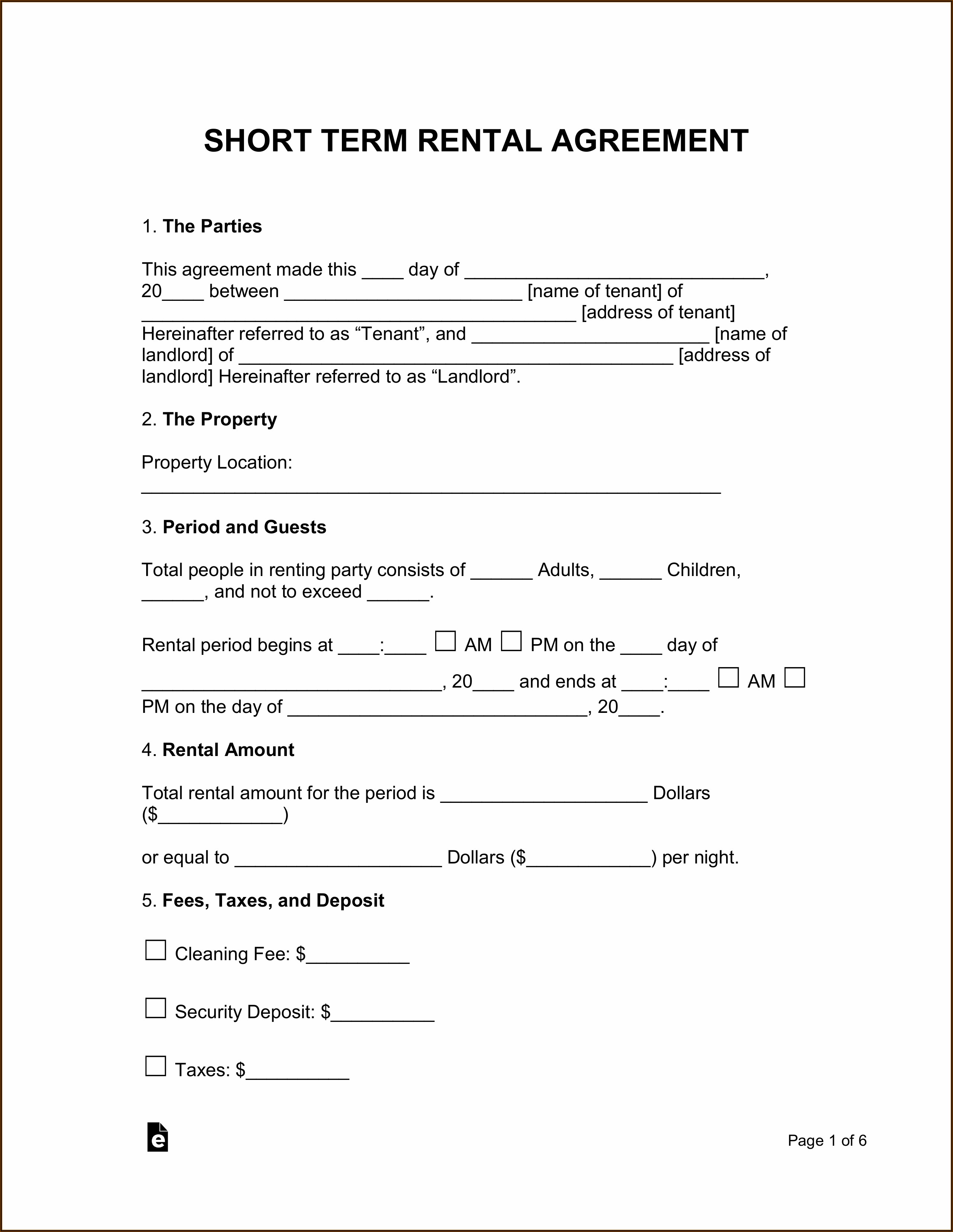 Rental Lease Agreement Contract Template
