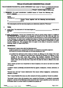 Renters Contract Texas Template