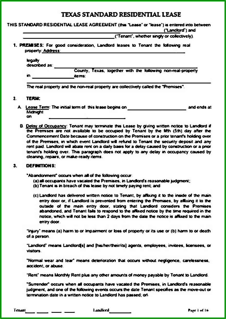 Renters Contract Texas Template