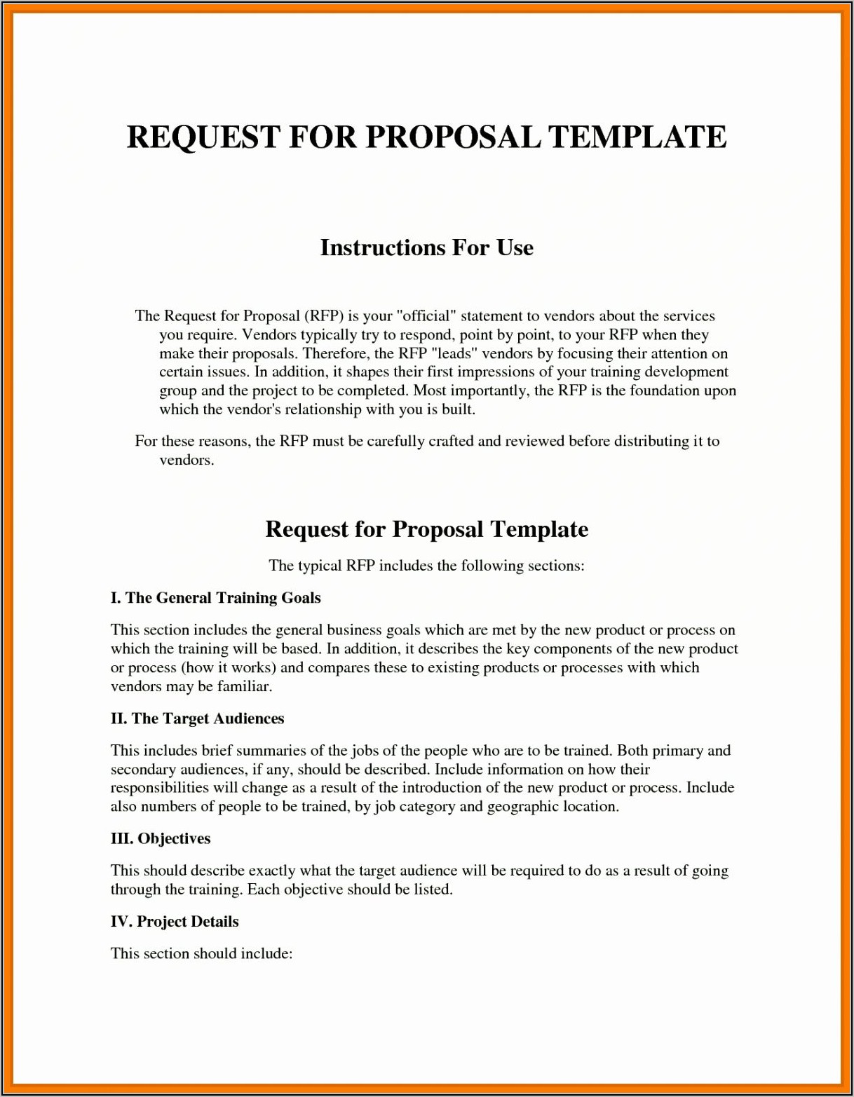 Request For Proposal Construction Rfp Template