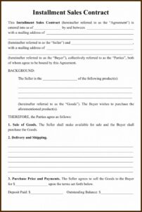 Retail Installment Contract Template