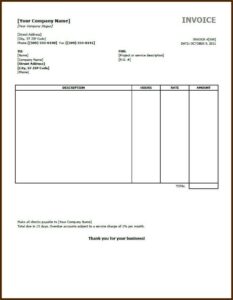 Road Service Invoice Template