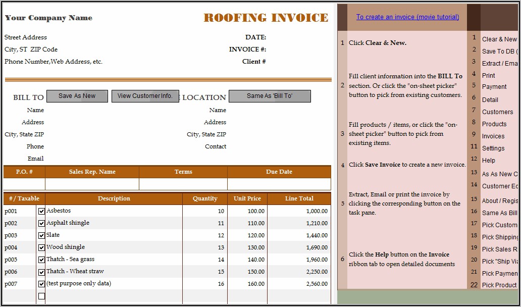 Roofing Receipt Template Pdf