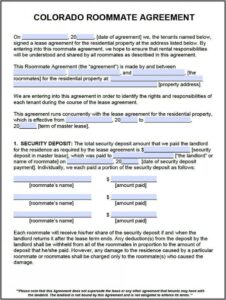 Roommate Lease Agreement Colorado