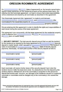 Roommate Lease Template