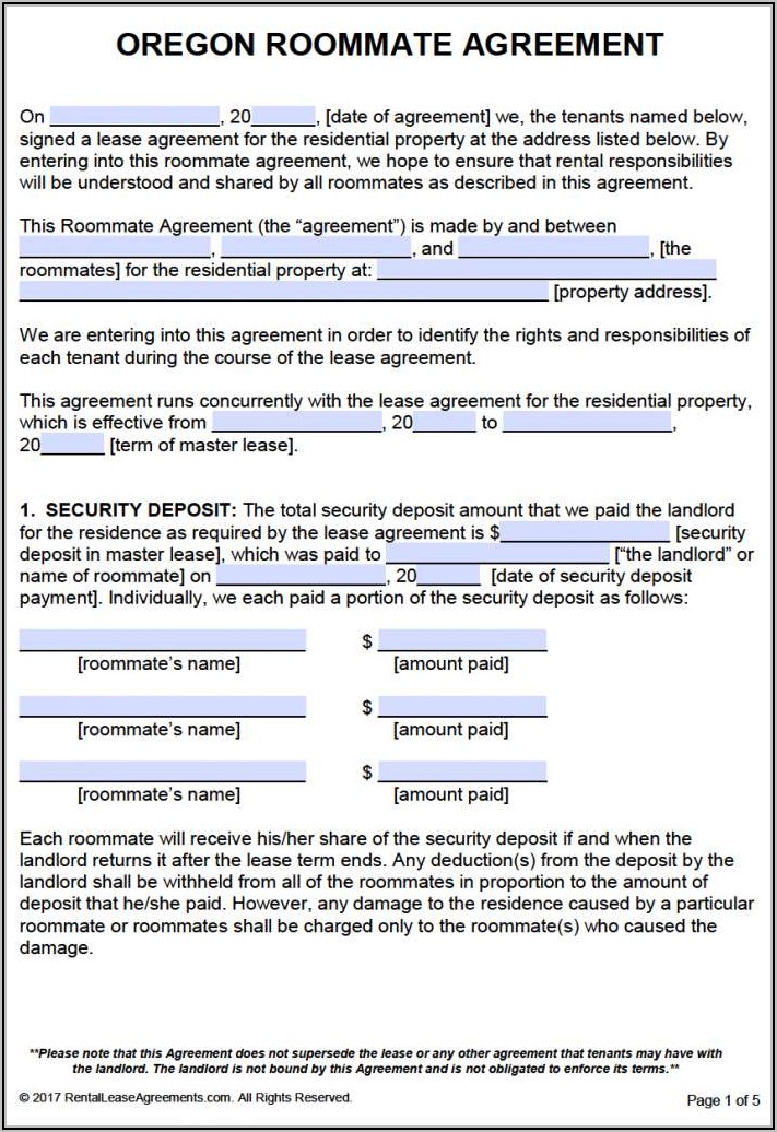 Roommate Lease Template