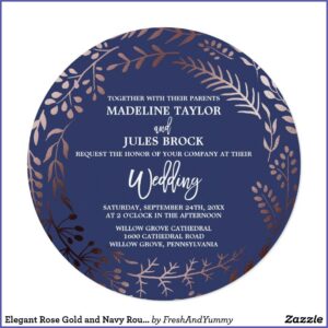 Rose Gold And Navy Wedding Invitations