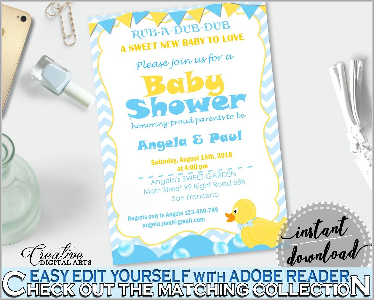 Rubber Duck Baby Shower Printable Invitations