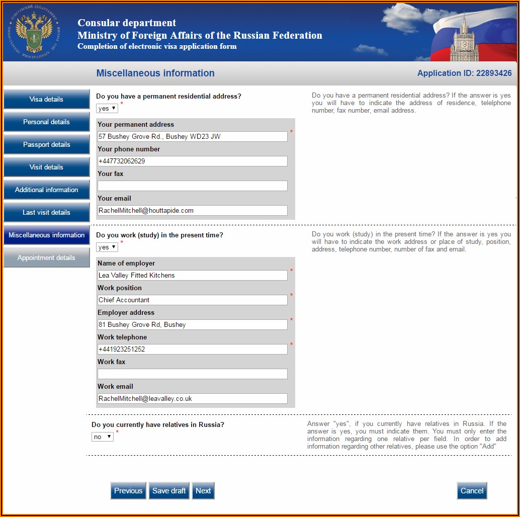 Russian Visa Application Form For Indian Pdf