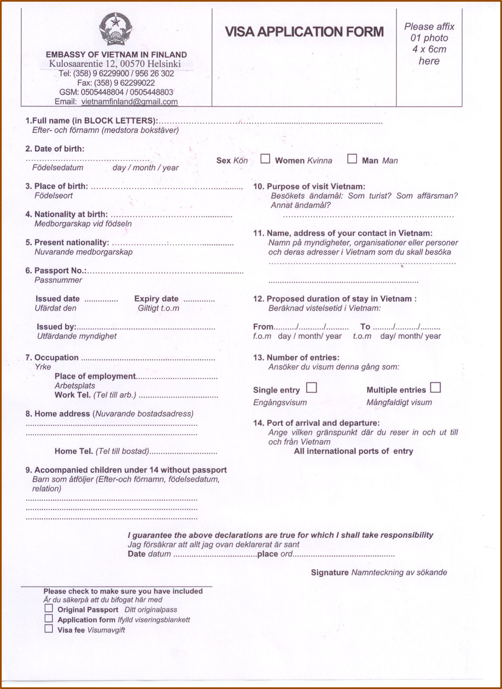 Russian Visa Application Form Sri Lanka Pdf