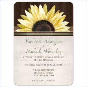 Rustic Country Sunflower Wedding Invitations