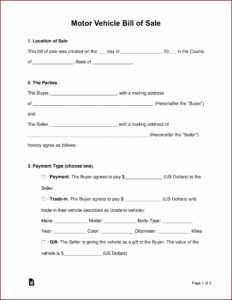 Rv Bill Of Sale Form