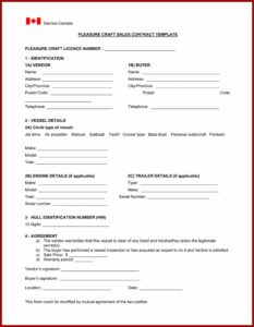 Rv Bill Of Sale Template Canada