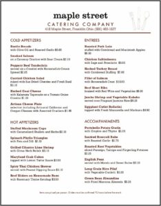 Sample Catering Menu Templates