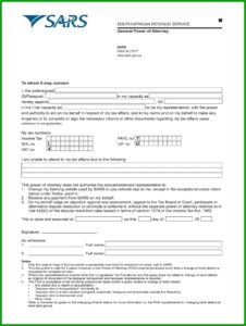 Sars Power Of Attorney Template South Africa
