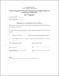 Shareholder Resolution Template Uk