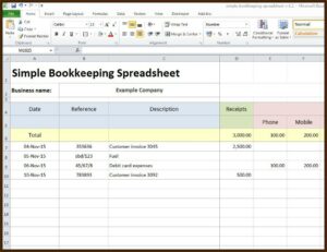 Simple Bookkeeping Template For Small Business