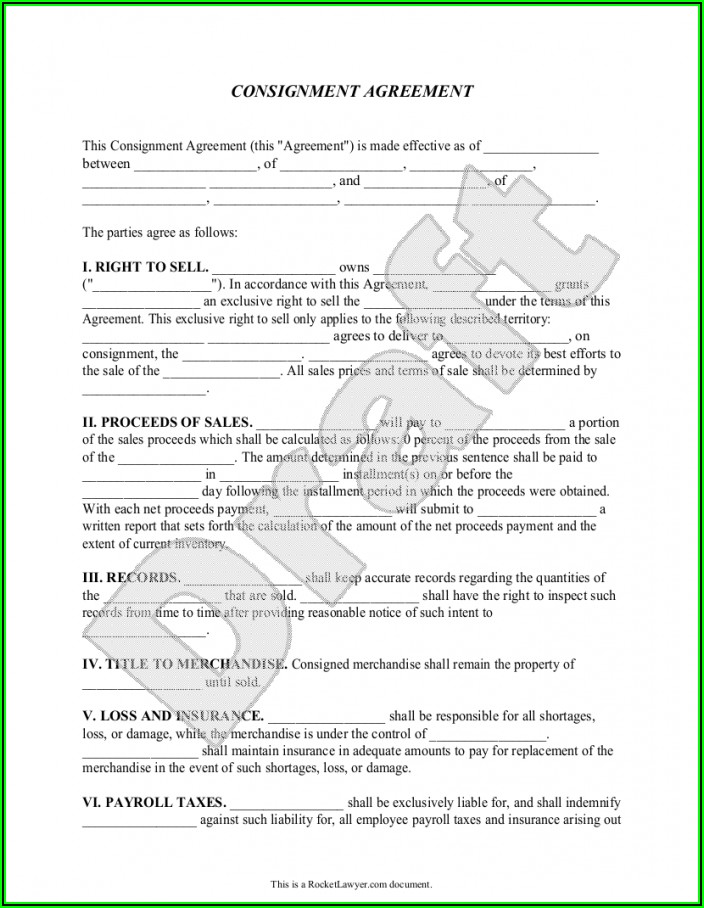 Simple Consignment Agreement Sample
