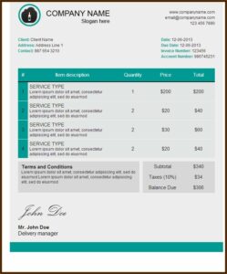 Simple Html Invoice Template