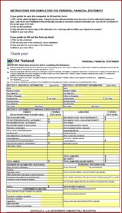 Simple Personal Financial Statement Form
