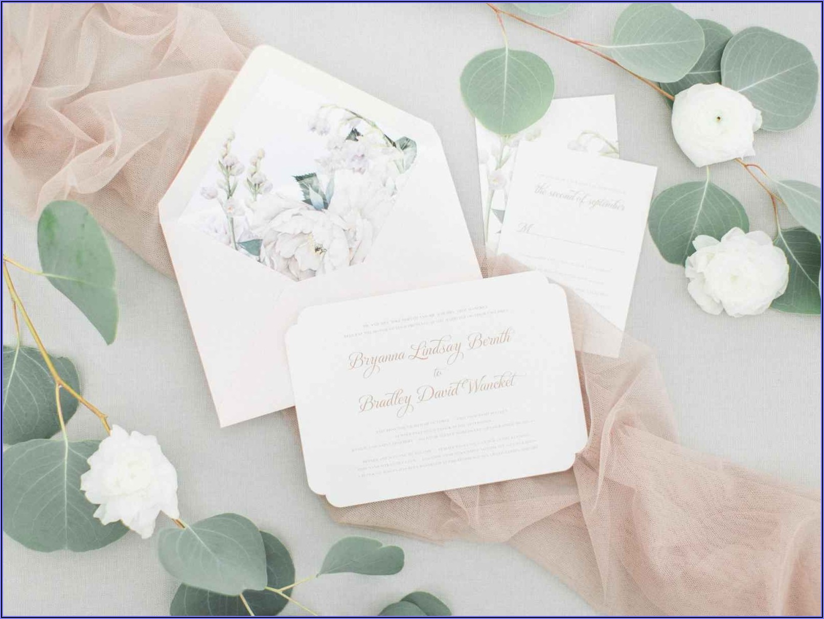 Simple White And Gold Wedding Invitations