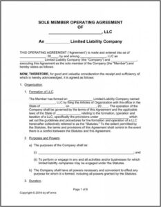 Single Member Llc Operating Agreement Template Florida