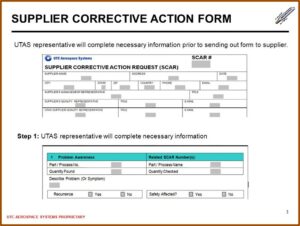 Supplier Corrective Action Request Form