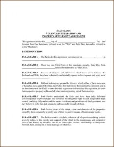 Template For Marital Settlement Agreement