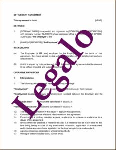 Template Settlement Agreement Uk
