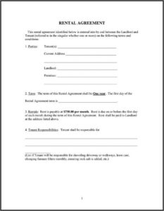 Tenant Landlord Agreement Form