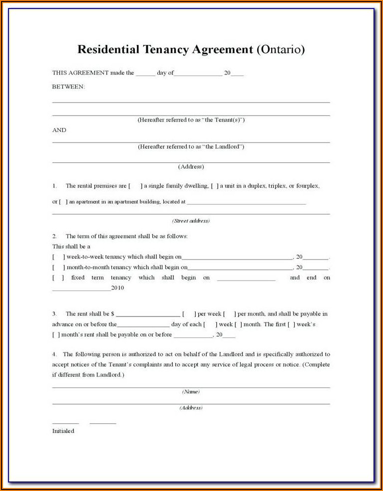 Tenant Lease Agreement Form