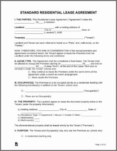 Tenant Lease Agreement Template