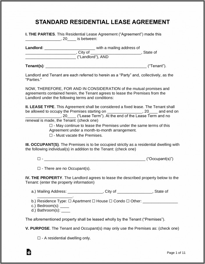 Tenant Lease Agreement Template
