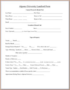 Tenant Rental Agreement Form Ontario