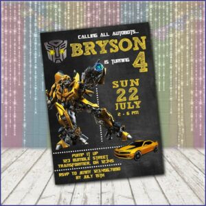 Transformers Bumblebee Birthday Invitations