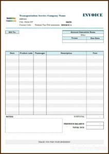 Transportation Company Invoice Template