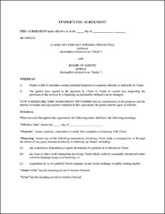 Venture Capital Finder's Fee Agreement Template