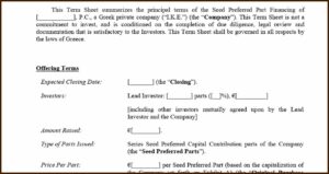 Venture Term Sheet Template