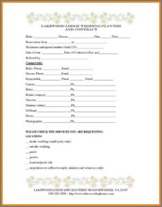 Wedding Planning Contract Sample