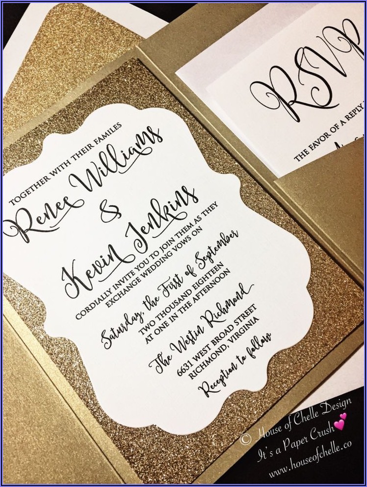 White And Gold Wedding Invitations