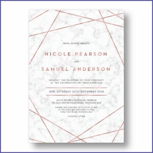 White And Rose Gold Wedding Invitations