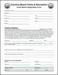 Youth Baseball Registration Form Template