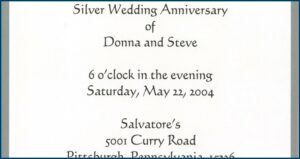 25th Anniversary Invitation Format
