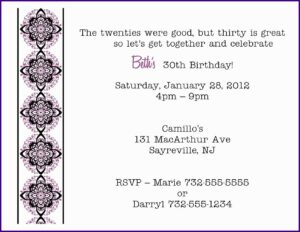 30th Birthday Invitation Wording