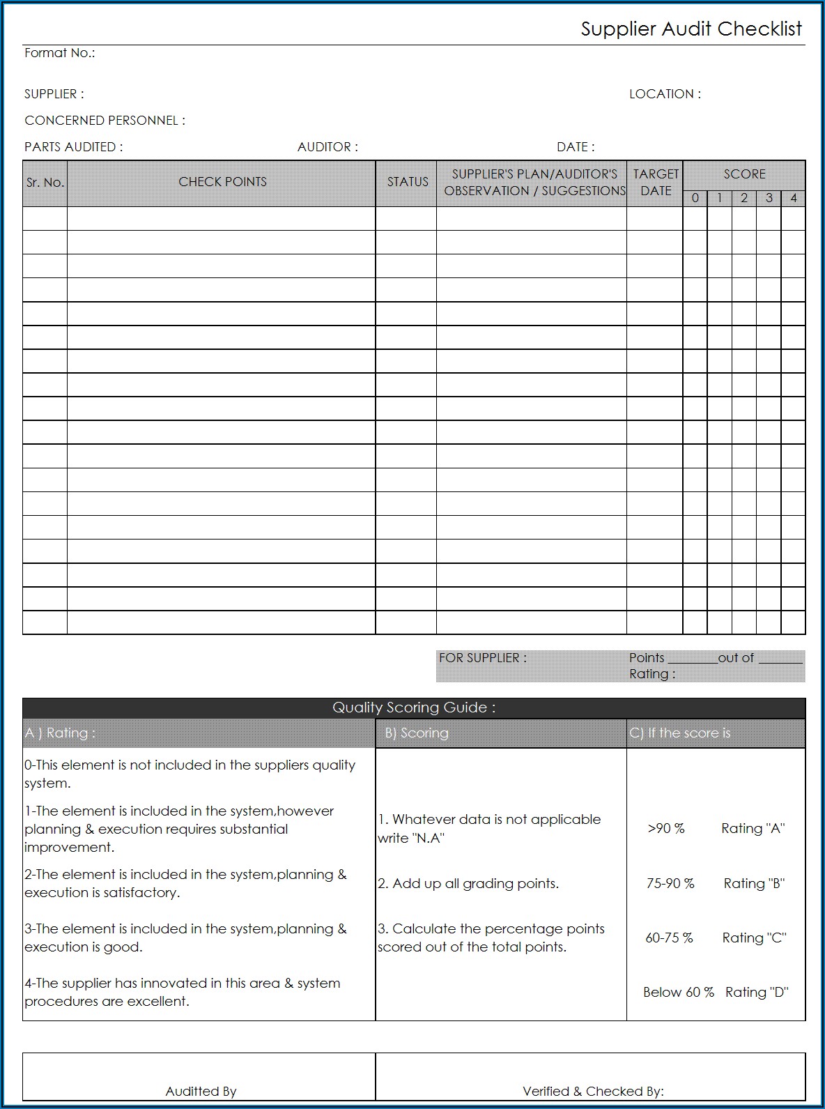 Supplier Price List Template Excel