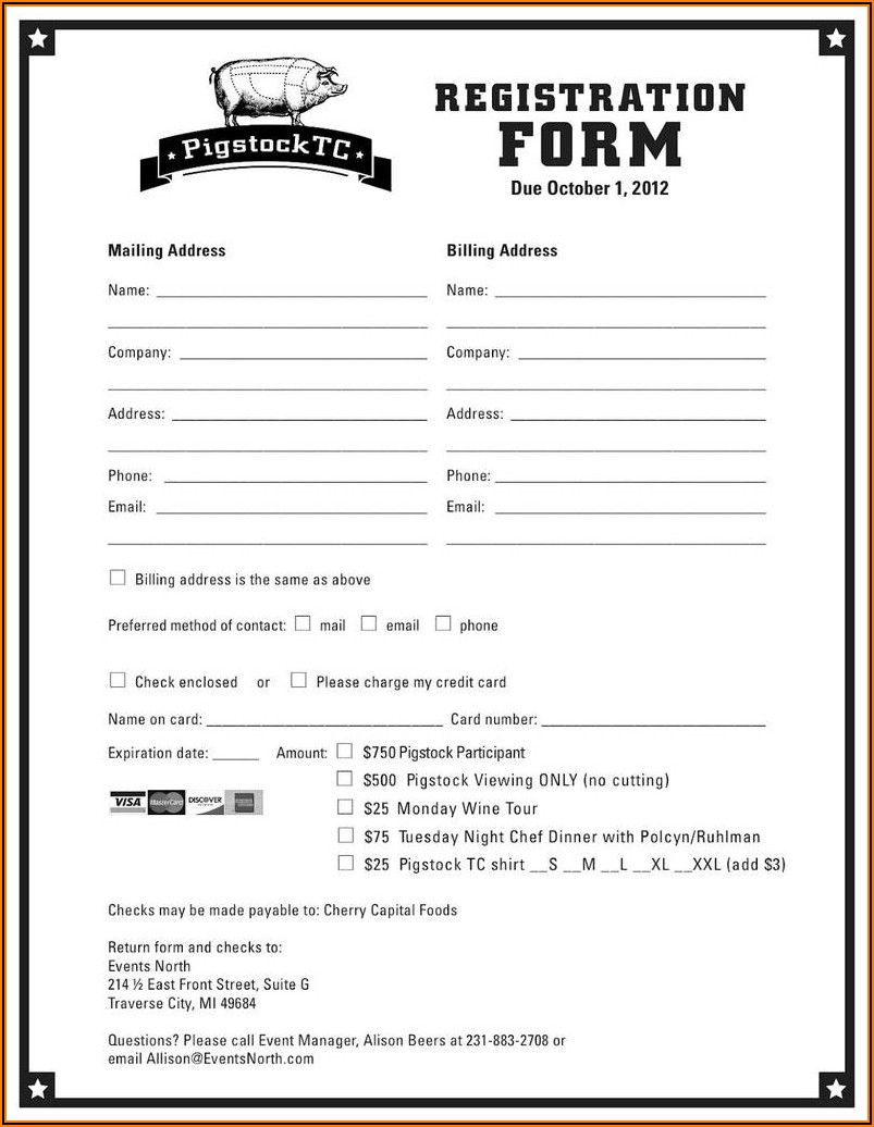 Athletic Registration Form Template